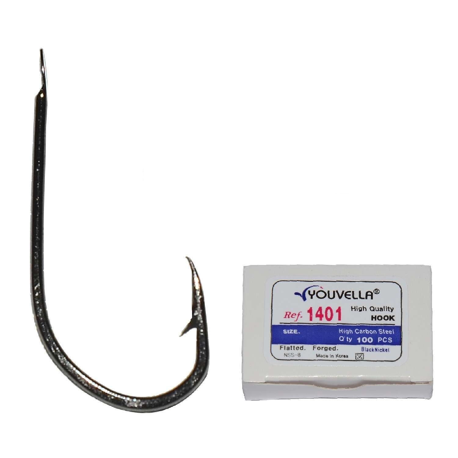Youvella 1401 Kısa Pala Dövme Olta İğnesi 100lü Kutu Black Nikel Standart - 2-0