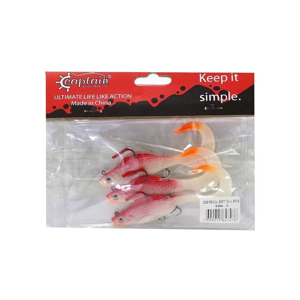 Captain 3559 Pencil Soft 10cm Levrek Silikonu 3lü Suni Balık 2