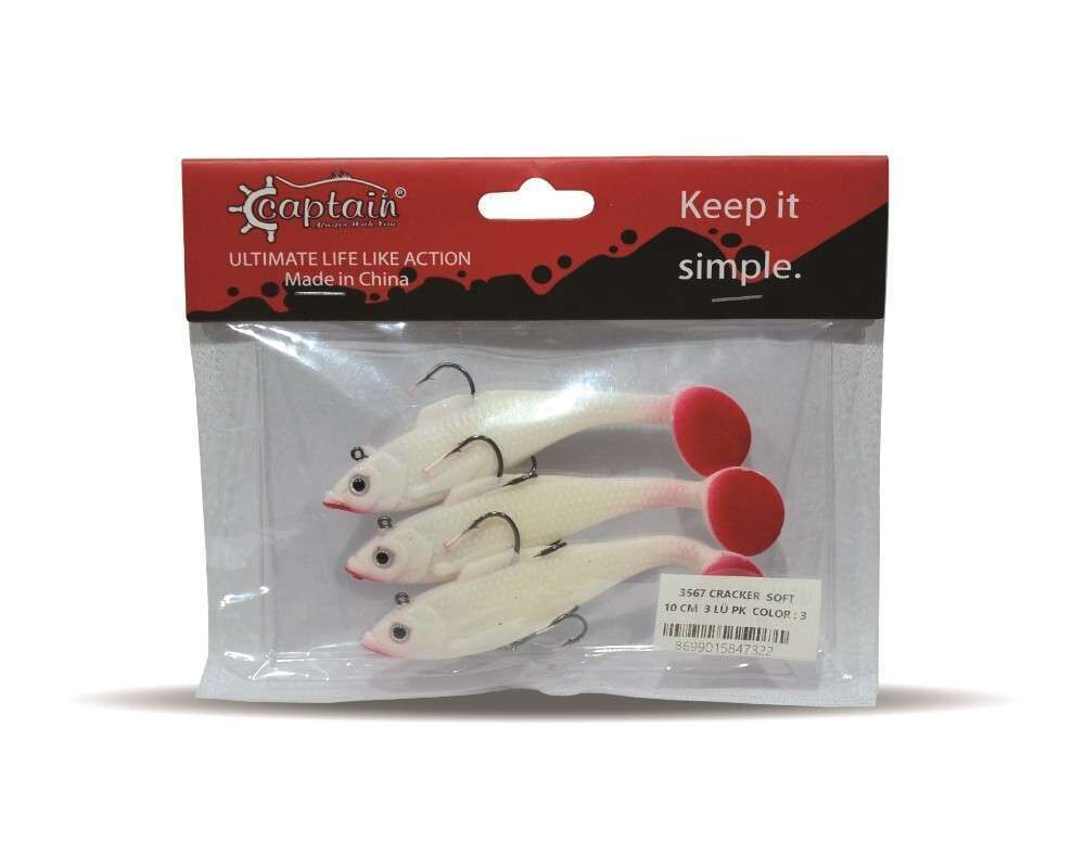 Captain 3567 Cracker Soft 10cm Levrek Turna Silikonu 3lü Set Suni Balık 3