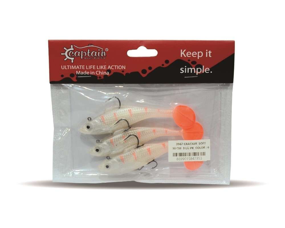 Captain 3567 Cracker Soft 10cm Levrek Turna Silikonu 3lü Set Suni Balık 6