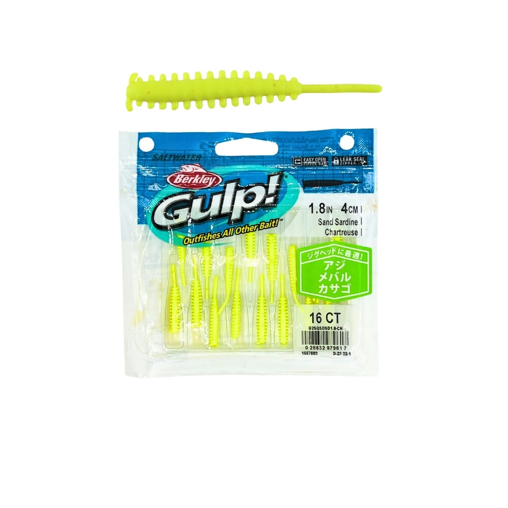 Berkley Gulp Sand Sardine Sahte Yemi CHARTREUSE - 4 CM 16 LI