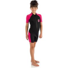 Cressi Little Shark Junior Shorty Dalış Elbisesi BLACK / PINK - 2MM - 9/10 YAŞ