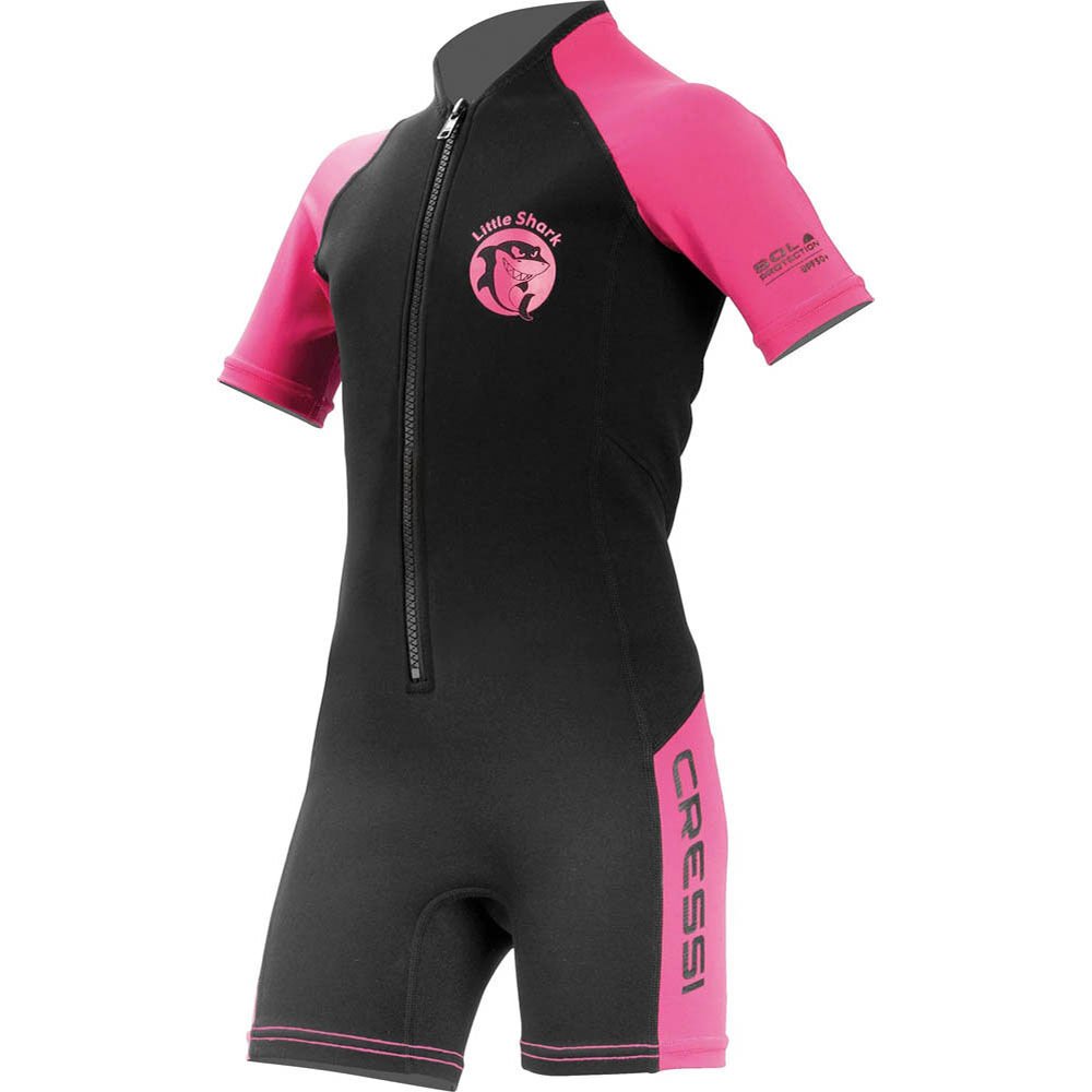 Cressi Little Shark Junior Shorty Dalış Elbisesi BLACK / PINK - 2MM - 7/8 YAŞ
