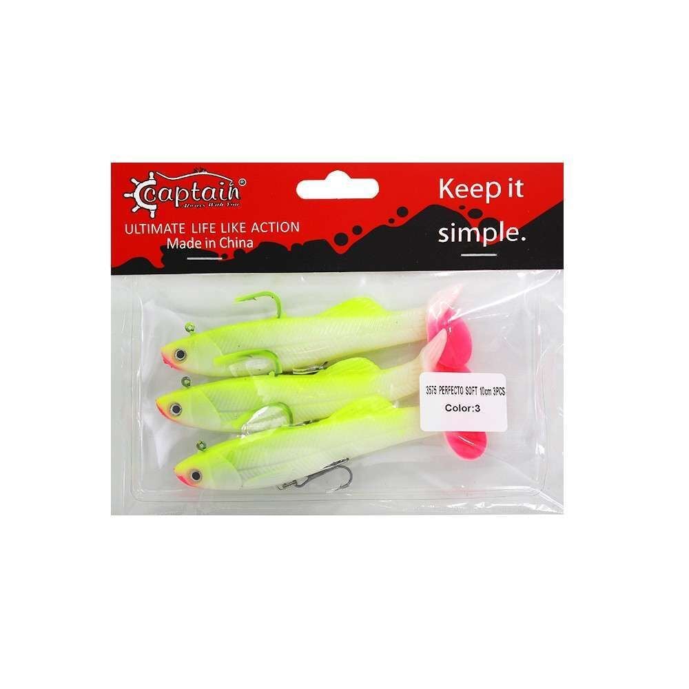 Captain 3575 Perfecto Soft 10cm Turna Silikonu 3lü Paket Suni Balık 3