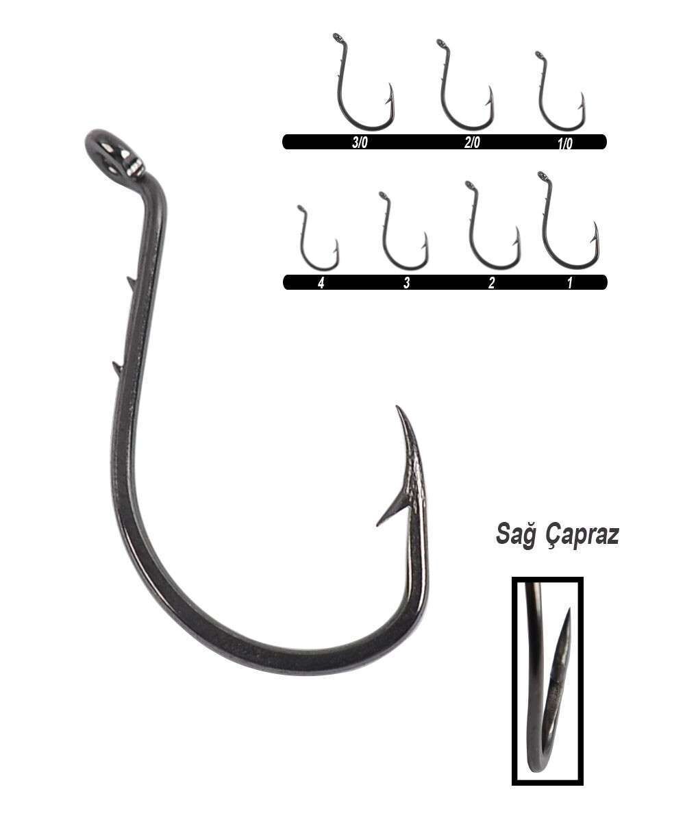 Youvella 1355 Delikli Tırnaklı Papağan Olta İğnesi 100lü Kutu Black Nikel Standart - 3