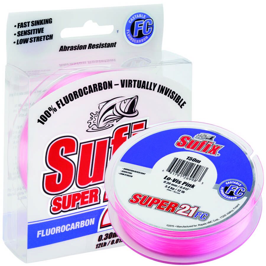 Sufix Süper 21 Fluorocarbon Misina PINK - 0.35MM - 50MT - 9KG