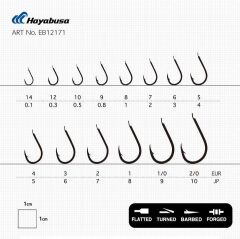 Hayabusa HCHN 121 Kısa Pala Dövme Olta İğnesi 15li Paket Black Nikel