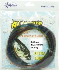 Captain Alpinus Poşet Misina 4x25 Bağlantılı 100mt Ebruli Standart - 1.00 MM